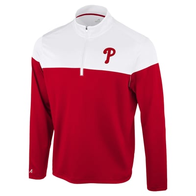 Philadelphia Phillies Antigua Hinder Quarter-Zip Pullover - Red/White