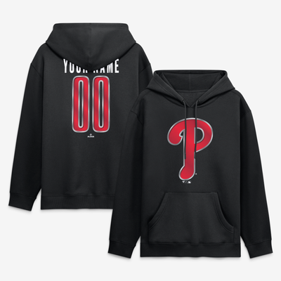 Philadelphia Phillies Big & Tall Forged Mascot Personalized Name & Number Hoodie - Black