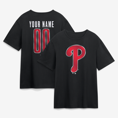 Philadelphia Phillies Big & Tall Forged Mascot Personalized Name & Number T-Shirt - Black