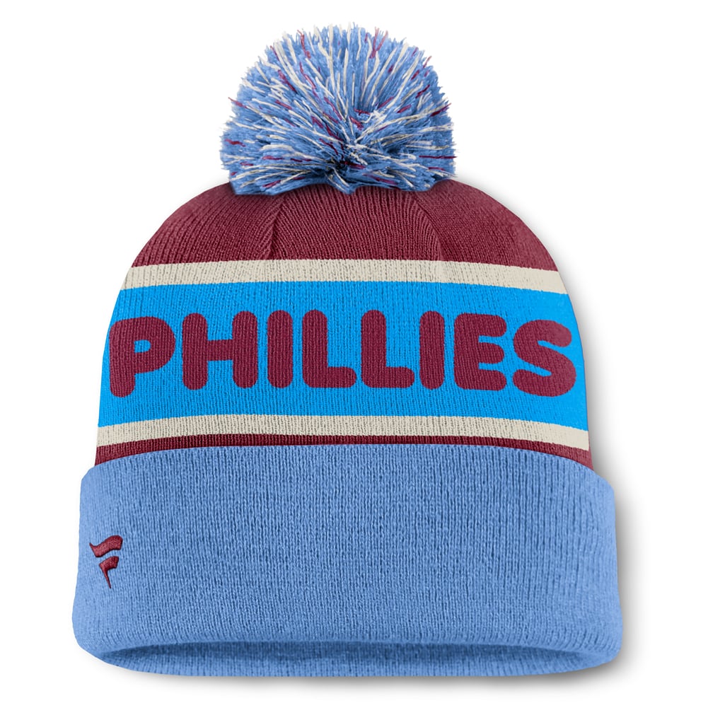Vintage Philadelphia Phillies Patch Cable Knit Pom Pom Hat Philadelphia Phillies Nike MAROON Cooperstown Rewind 2T Cuff  main image 3