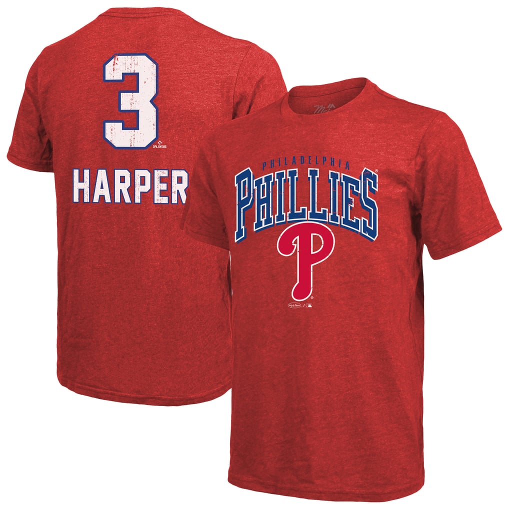 Thread Harper Men's Philadelphia Phillies Bryce Harper Majestic Threads Red Triblend ...