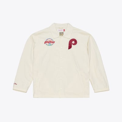  Philadelphia Phillies Mitchell & Ness Cooperstown Collection Retro Roots Full-Snap Coaches Jacket - Cream