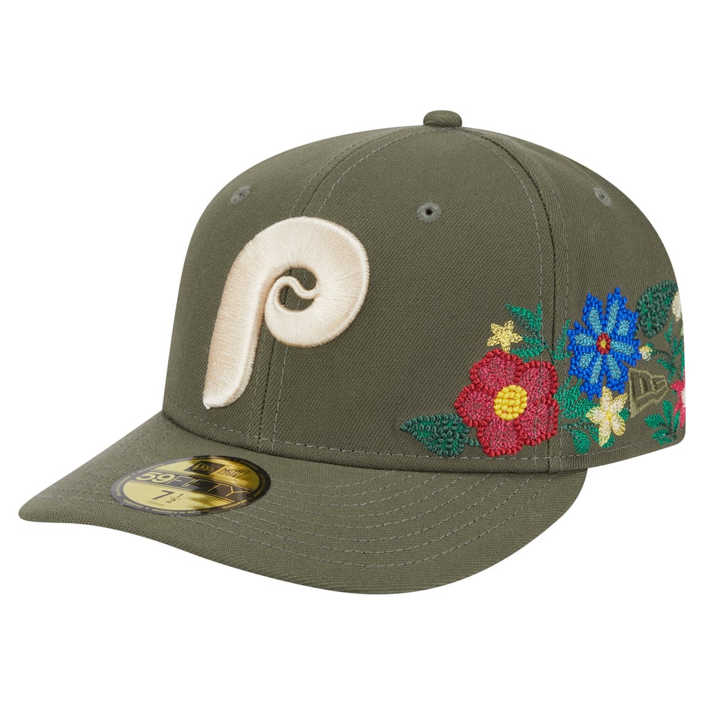 Philly Embellished Cap with Floral Design Philadelphia Phillies Day of the Dead Skull & Flowers  main image 2