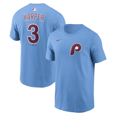 Bryce Harper Philadelphia Phillies Nike Alternate Name & Number T-Shirt - Light Blue