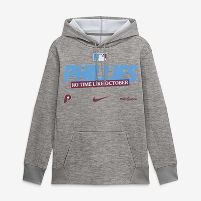 Philadelphia Phillies Nike 2026 MLB Postseason Authentic Collection Therma Fleece Hoodie - Heather Gray