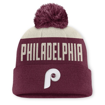  Philadelphia Phillies Nike Cooperstown Collection Peak Standard Cuffed Knit Hat with Pom - White/Maroon