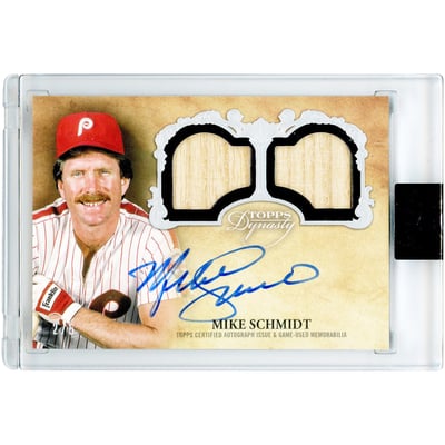 Mike Schmidt Philadelphia Phillies Autographed 2021 Topps Dynasty Dual Game Used Relics #ADR-MS1 #2/5 Card