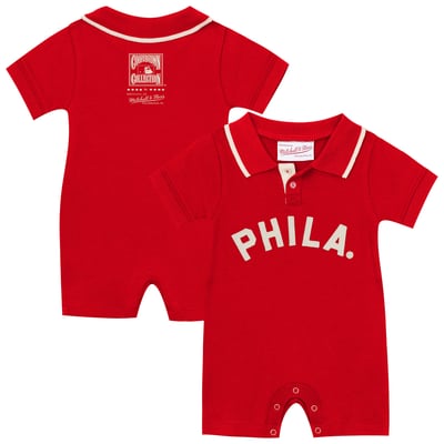 Philadelphia Phillies Mitchell & Ness Newborn & Infant Cooperstown Collection Retro Roots Rugby Romper - Red