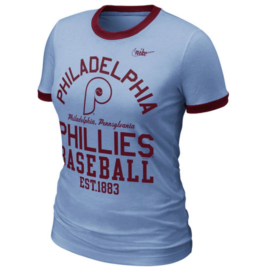 Nike Philadelphia Phillies Women's Cooperstown Ringer T-Shirt - Light Blue