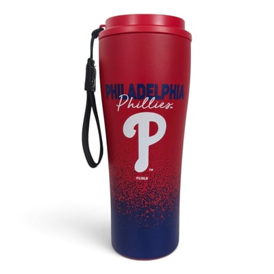 Philadelphia Phillies Pegasus 20oz Splatter Script Stainless Steel ProSip Coffee Cup with Strap
