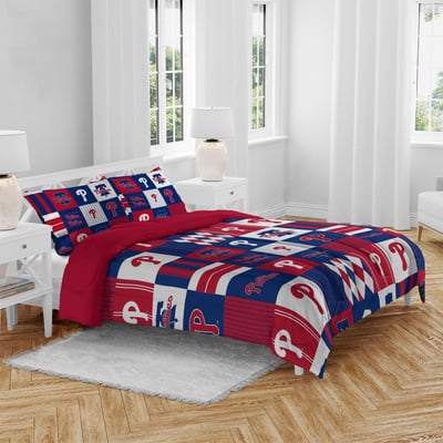 Philadelphia Phillies Pegasus Patchwork Plaid Three-Piece Full/Queen Bed in a Bag Set