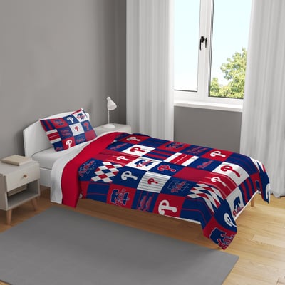 Philadelphia Phillies Pegasus Patchwork Plaid Two-Piece Twin/Twin XL Bed in a Bag Set