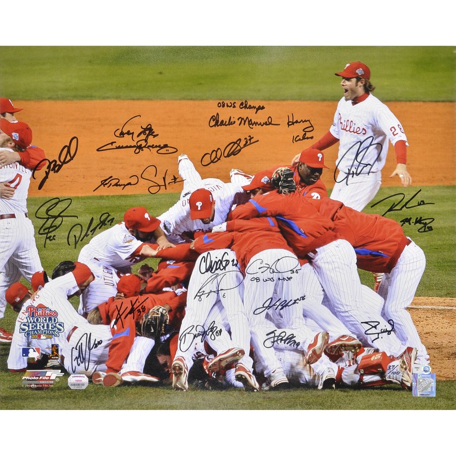 Phillies 2008 Roster Autographed Philadelphia Phillies Fanatics Authentic 16