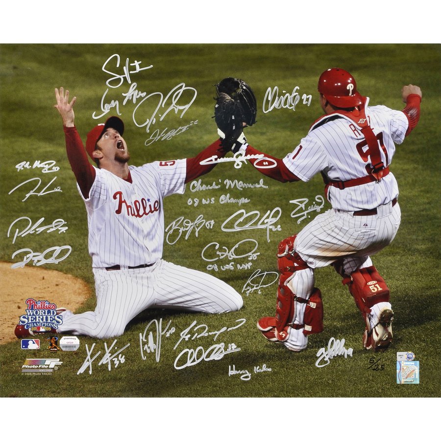 Phillies 2008 Roster Autographed Philadelphia Phillies Fanatics Authentic 16