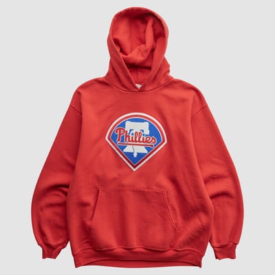 Philadelphia Phillies Genuine Merchandise 2000s Hooded Pullover Sweatshirt - Red - M by Fanatics Real Vintage
