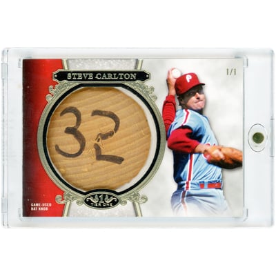 Steve Carlton Philadelphia Phillies 2013 Topps Tier One Game Used Bat Knob Relic #TOBK-SC #1/1 Card