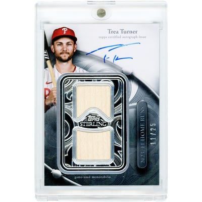 Trea Turner Philadelphia Phillies Autographed 2024 Topps Sterling Swings Dual Game Used Bat Relics #SWAR-TT #11/25 Card