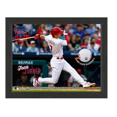 Trea Turner Philadelphia Phillies Framed Photograph with Game-Used Ball Swatch