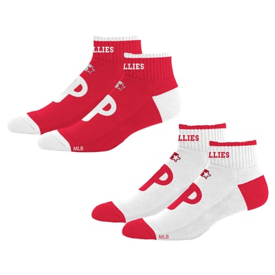  Philadelphia Phillies Starter Unisex Two-Pack Front & Center Quarter Length Socks