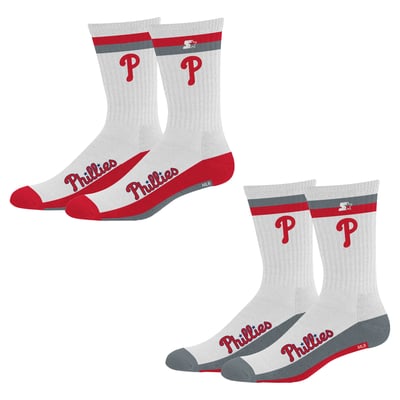  Philadelphia Phillies Starter Unisex Two-Pack Stripe Top End Crew Socks