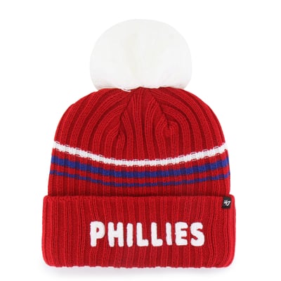 Philadelphia Phillies '47 Women's Fuzzy Script Cuffed Knit Hat with Pom - Red