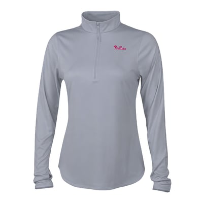 Philadelphia Phillies Columbia Women's Fairway Breeze Quarter-Zip Pullover - Gray