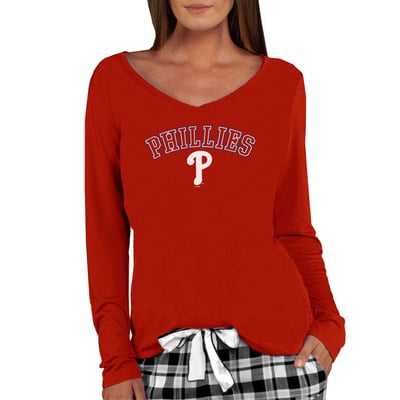 Philadelphia Phillies Concepts Sport Women's Marathon Knit Long Sleeve V-Neck T-Shirt - Red