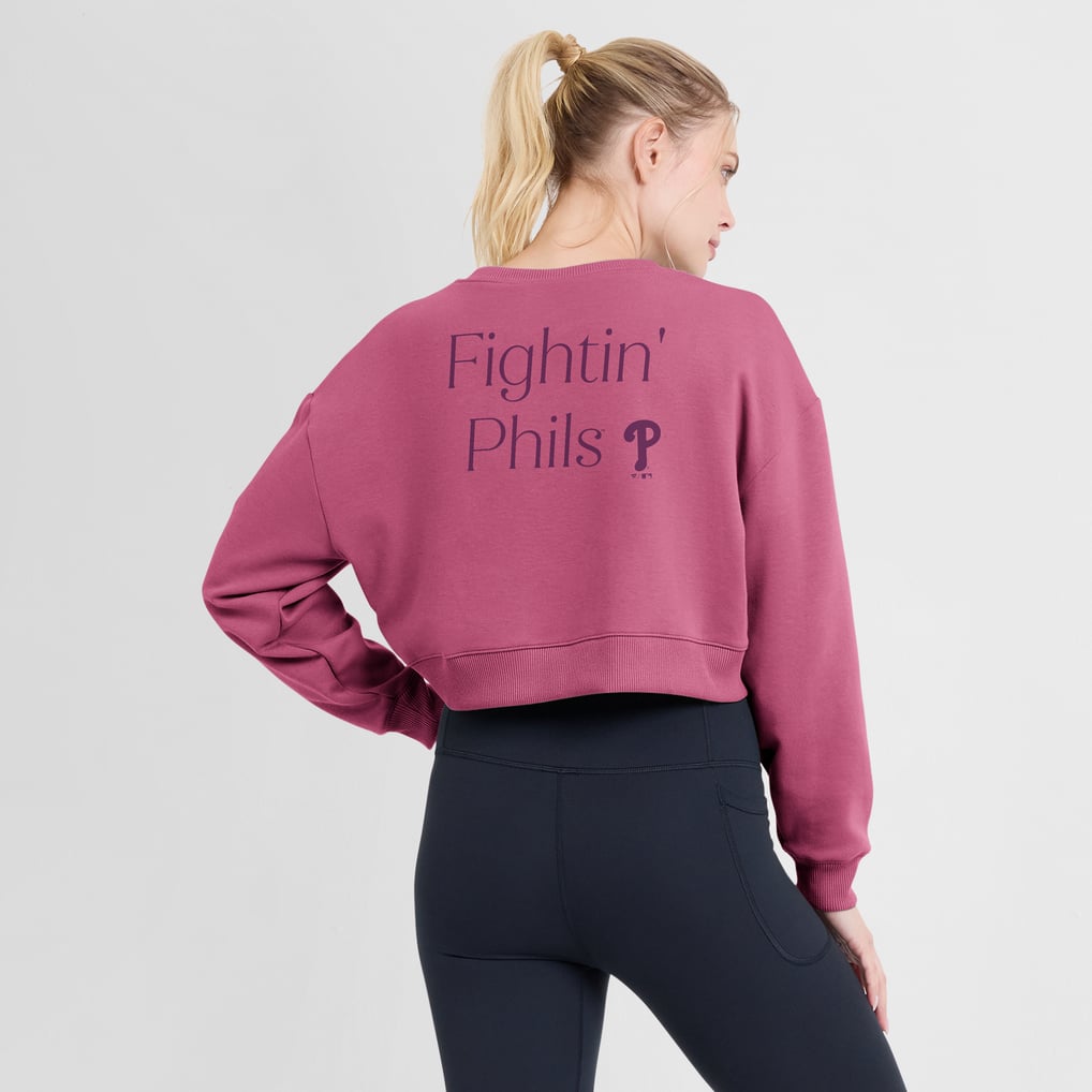 Philadelphia Phillies Fanatics Women's Studio Cropped Pullover Sweatshirt - Pink