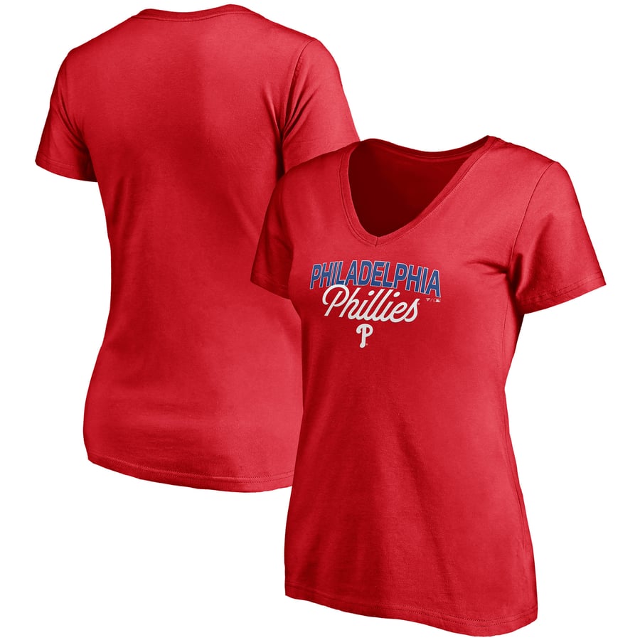 Women's Philadelphia Phillies Fanatics Red Depth Chart VNeck TShirt