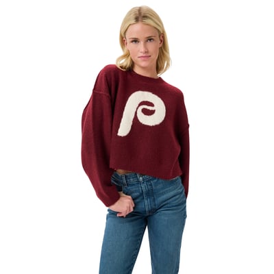 Philadelphia Phillies Lusso Women's Shelli Boxy Sweater - Burgundy/Cream