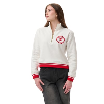 Philadelphia Phillies Lusso Women's Maura Quarter-Zip Pullover - Cream/Red