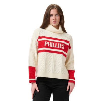Philadelphia Phillies Lusso Women's Susan Cowl Neck Sweater - Red/Cream