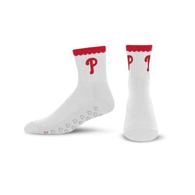 Philadelphia Phillies PRO Compression Women's Heartshape Grippers Yoga-Pilates Quarter Socks - White
