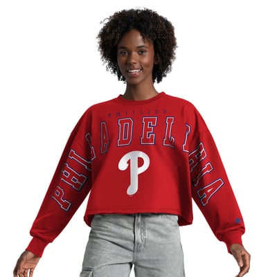  Philadelphia Phillies Starter Women's Bleachers II Cropped Crew Sweatshirt - Red