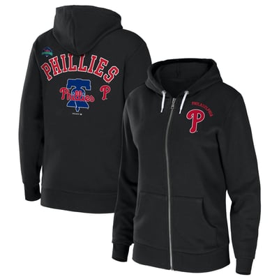  Philadelphia Phillies WEAR by Erin Andrews Women's Full-Zip Sponge Fleece Hoodie - Black