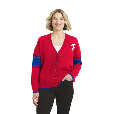 Philadelphia Phillies WEAR by Erin Andrews Women's Button-Up Knit Cardigan - Red