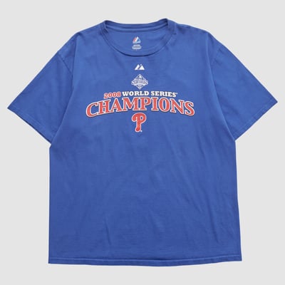 World Series Majestic 2008 T-shirt - Blue - L by Fanatics Real Vintage