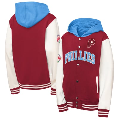 Philadelphia Phillies Mitchell & Ness Youth Court Side Fleece Full Snap Jacket - Burgundy
