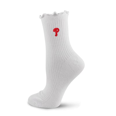  Philadelphia Phillies PRO Compression Youth Logo Lettuce Hem Quarter Socks - White