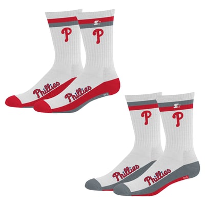 Philadelphia Phillies Starter Youth Stripe Top-End Two-Pack Crew Socks Set - White
