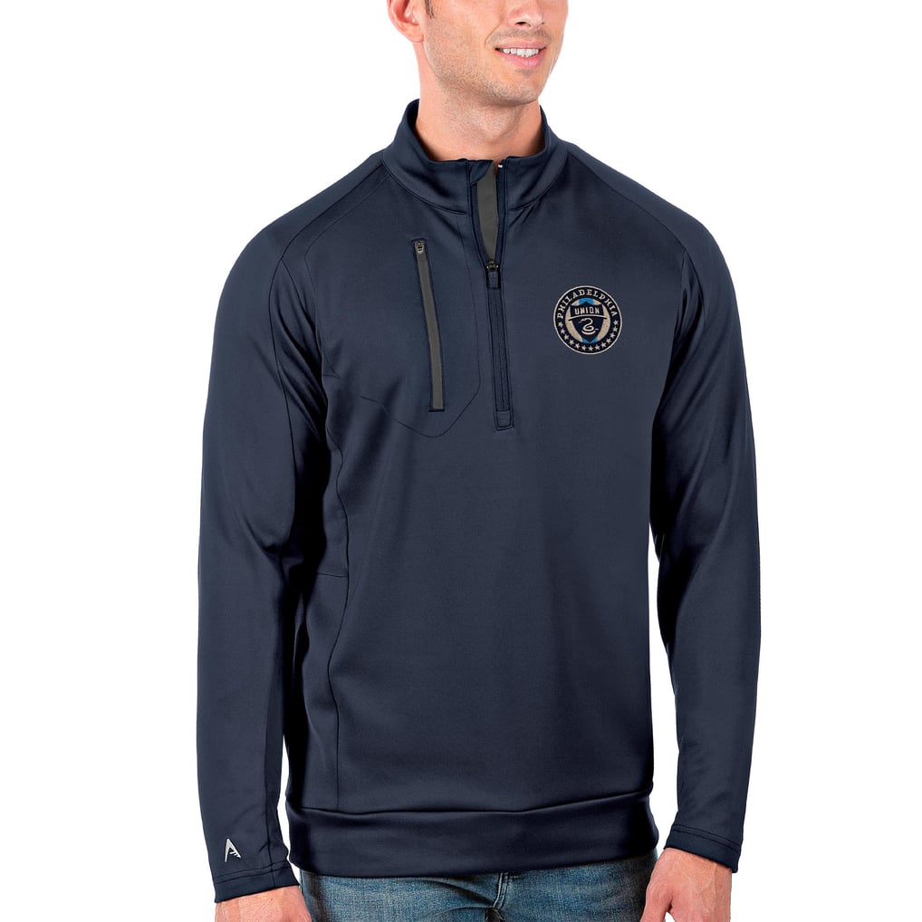 Philadelphia Union Antigua Generation Quarter-Zip Pullover Jacket - Navy/Silver