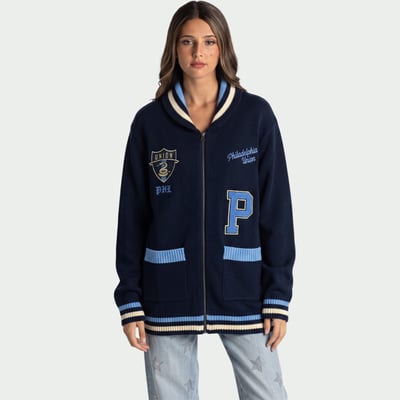 Philadelphia Union The Wild Collective Unisex Jacquard Full-Zip Sweater - Navy