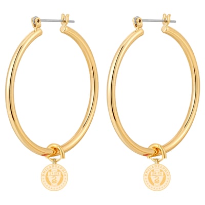 Philadelphia Union LUV AJ Women's XL Logo Charm Hoop Earrings - Gold