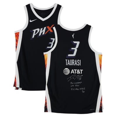 Diana Taurasi Phoenix Mercury Autographed Fanatics Authentic Nike Black Rebel Edition Jersey with Multiple Inscriptions - Limited Edition #1/10