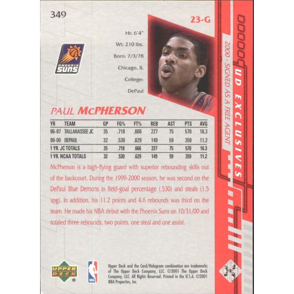 2000-01 Upper Deck Silver #349 Paul McPherson