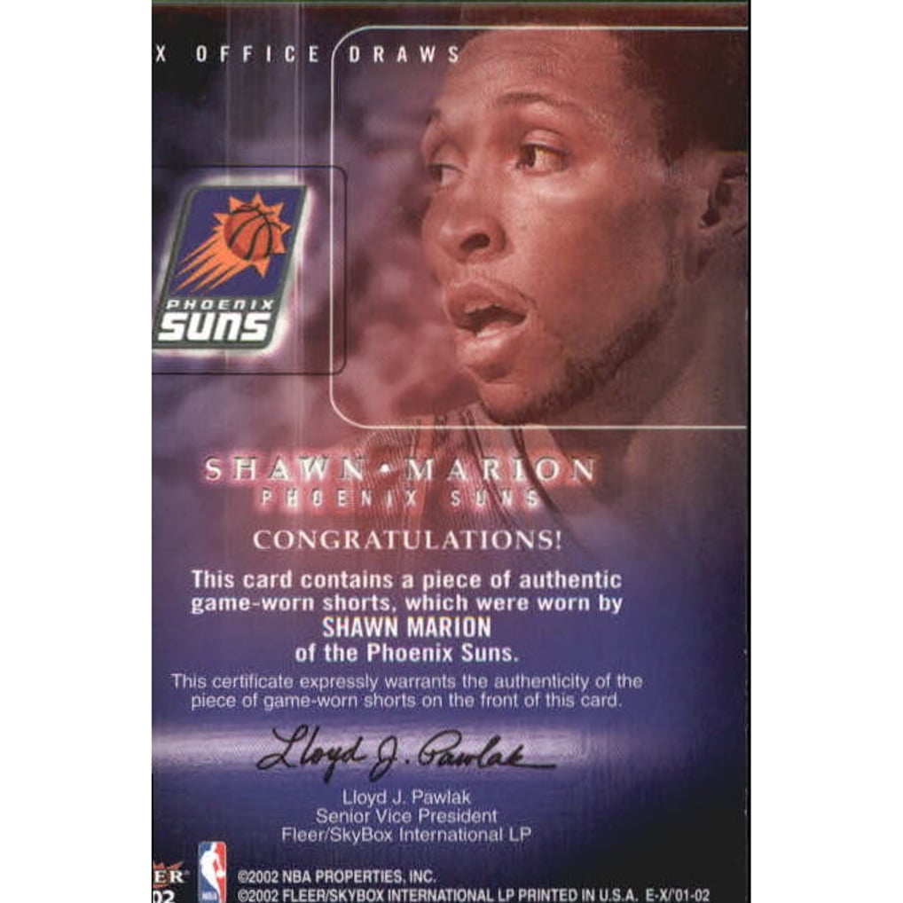 2001-02 E-X Box Office Draws Memorabilia #10 Shawn Marion Shorts
