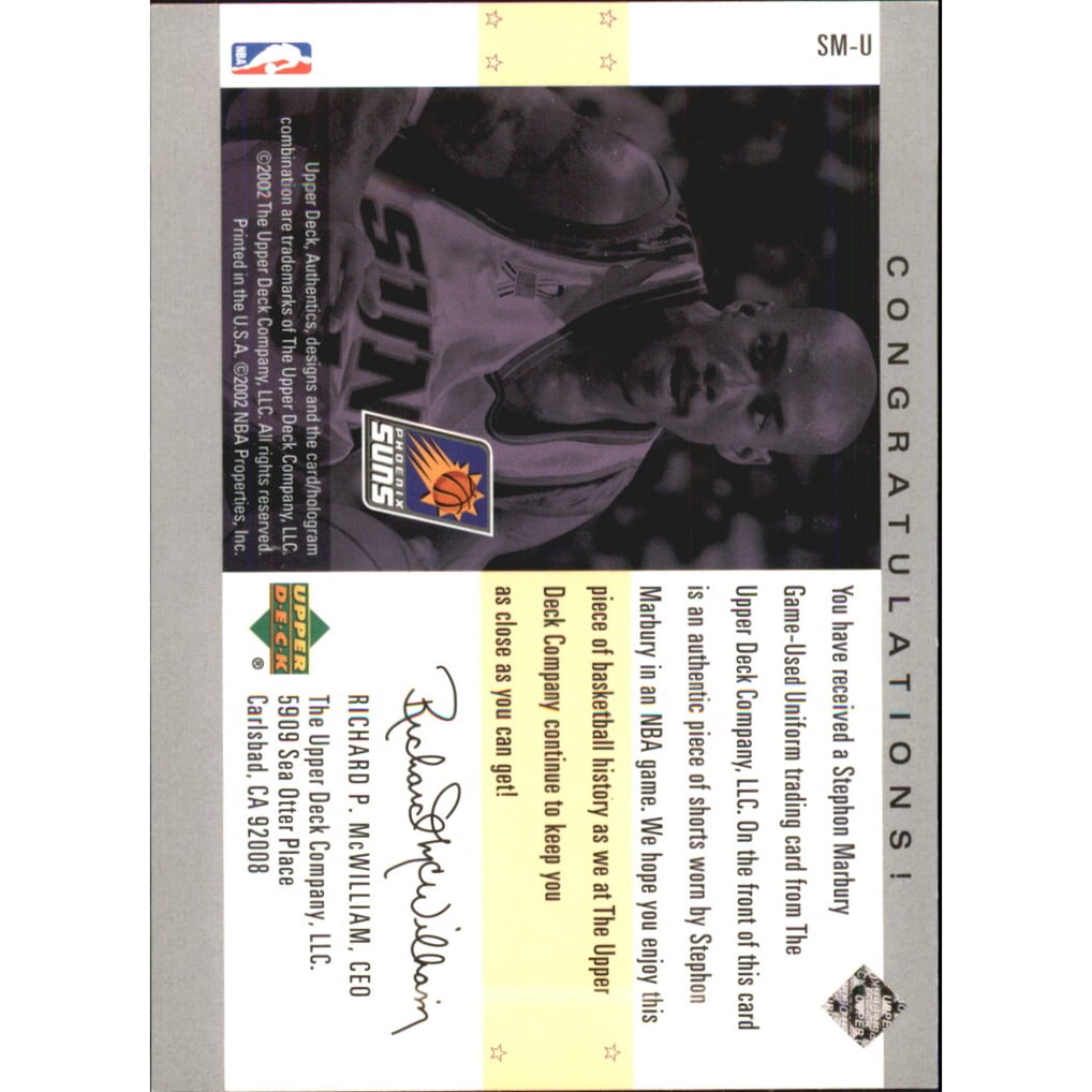 2002-03 UD Authentics Uniform Greatness #SMU Stephon Marbury