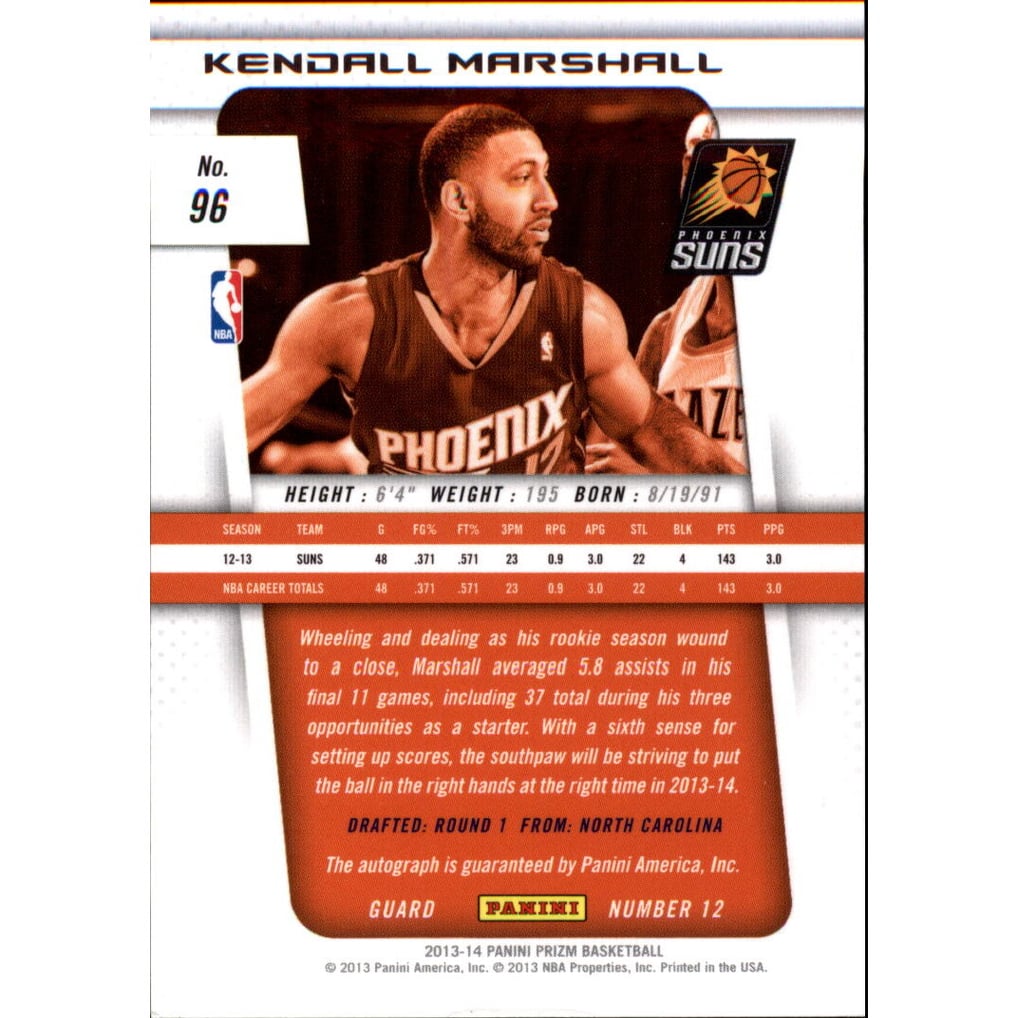 2013-14 Panini Prizm Autographs #96 Kendall Marshall