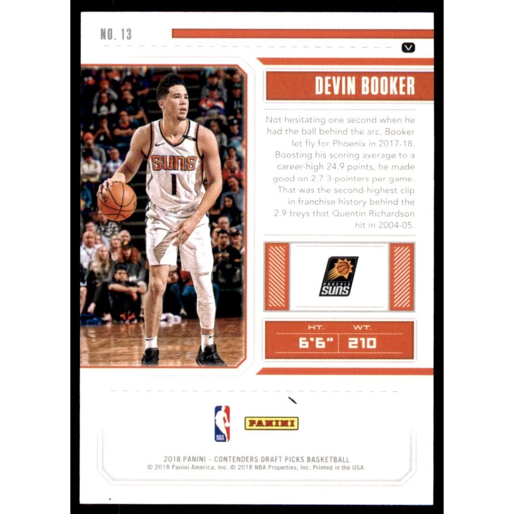 2018-19 Panini Contenders Draft Picks Variations Draft Ticket #13 Devin Booker
