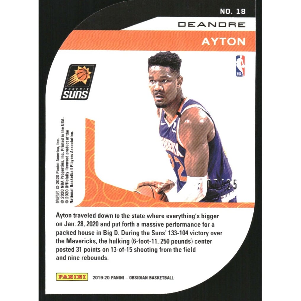 2019-20 Panini Obsidian Atomic Electric Etch Green #18 Deandre Ayton